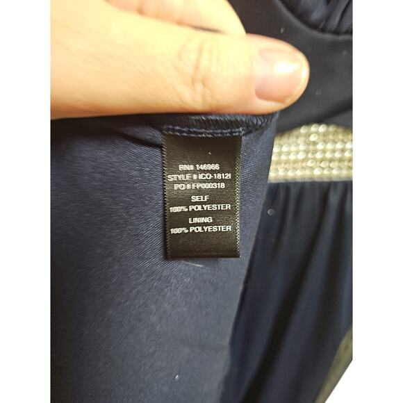 Crystal Dolls Navy Blue Maxi Dress Size 5 — Strapless/Sleeveless Long Tiered Hem - Picture 6 of 6